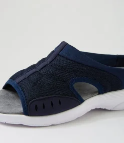 Women I LOVE BILLY Flats|Sandals-Christin Navy Fabric Sandals