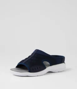 Women I LOVE BILLY Flats|Sandals-Christin Navy Fabric Sandals