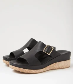 Women DIANA FERRARI Heels|Sandals-Cindest Black Leather Sandals