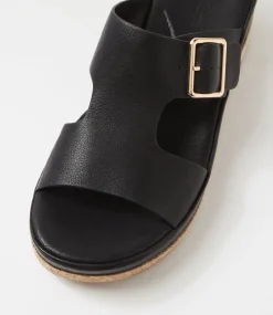 Women DIANA FERRARI Heels|Sandals-Cindest Black Leather Sandals