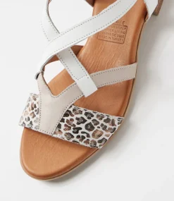 Women DIANA FERRARI Heels|Flats-Cirtnee White Leopard Leather Sandals