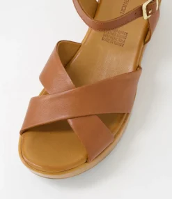 Women DIANA FERRARI Wedges|Heels-Citters Tan Leather Sandals