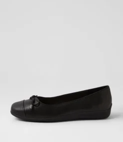 Women SUPERSOFT Comfort|Flats-Clarice Black Leather Ballet Flats