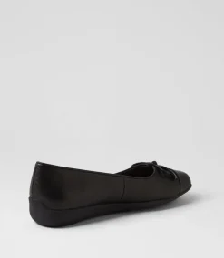 Women SUPERSOFT Comfort|Flats-Clarice Black Leather Ballet Flats