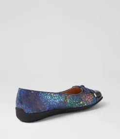 Women SUPERSOFT Comfort|Flats-Clarice Navy Multi Petal Patent Suede Ballet Flats