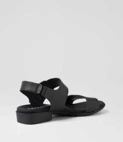 Women SUPERSOFT Comfort|Flats-Clariss Black Leather Sandals