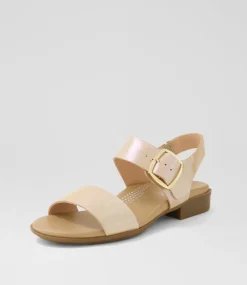 Women SUPERSOFT Comfort|Flats-Clariss Rose Shimmer Leather Sandals