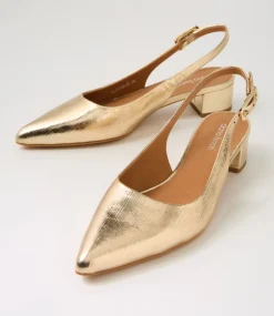 Women DIANA FERRARI Heels-Claytin Gold Textured Leather Heels