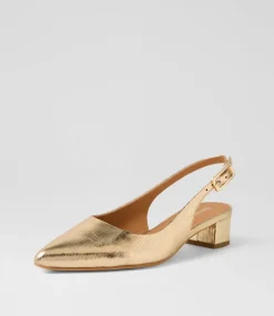 Women DIANA FERRARI Heels-Claytin Gold Textured Leather Heels