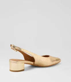 Women DIANA FERRARI Heels-Claytin Gold Textured Leather Heels