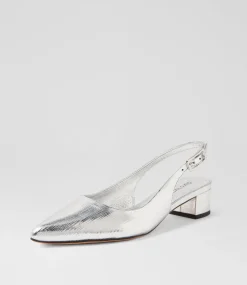 Women DIANA FERRARI Heels-Claytin Silver Textured Leather Heels