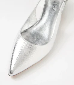 Women DIANA FERRARI Heels-Claytin Silver Textured Leather Heels