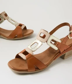 Women DIANA FERRARI Heels|Sandals-Cloclo Tan Leather Sandals
