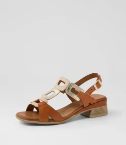 Women DIANA FERRARI Heels|Sandals-Cloclo Tan Leather Sandals