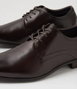 COLORADO Dress Shoes-Coast Brown Leather Lace Up Flats