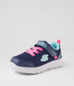 SKECHERS Sport School Shoes-Comfy Flex 2 Tot Navy Fabric Sneakers