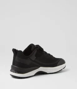 COLORADO Sport School Shoes|Junior School Shoes-Comp Jnr B Adj Black White Knit Sneakers