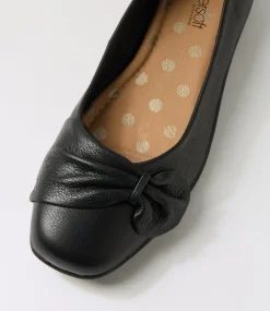 Women SUPERSOFT Comfort|Flats-Connor Black Leather Ballet Flats