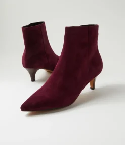 Women DIANA FERRARI Boots-Conoir Burgundy Dark Brown Suede Ankle Boots