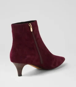 Women DIANA FERRARI Boots-Conoir Burgundy Dark Brown Suede Ankle Boots
