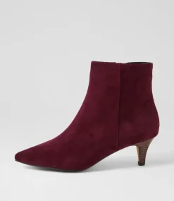 Women DIANA FERRARI Boots-Conoir Burgundy Dark Brown Suede Ankle Boots
