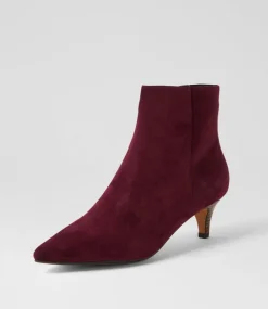 Women DIANA FERRARI Boots-Conoir Burgundy Dark Brown Suede Ankle Boots