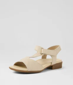 Women SUPERSOFT Flats|Sandals-Coras Almond Leather Sandals