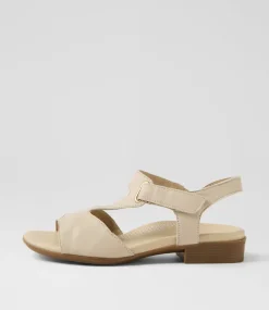 Women SUPERSOFT Flats|Sandals-Coras Almond Leather Sandals