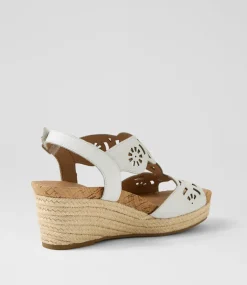 Women SUPERSOFT Comfort|Heels-Corrines White Leather Sandals