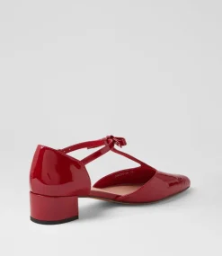 Women DIANA FERRARI Dress|Heels-Corted Deep Red Patent Leather Heels
