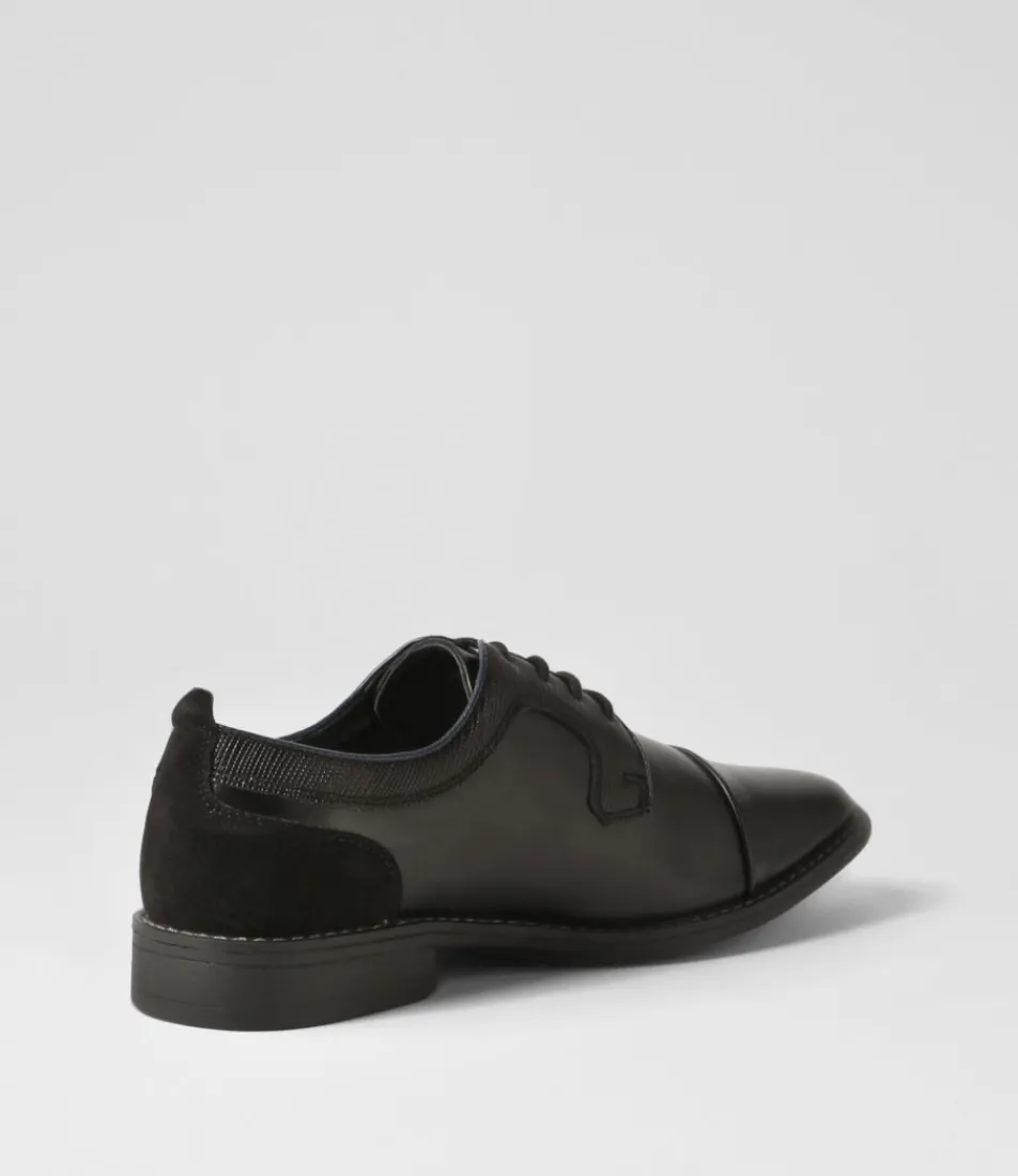 C88 by COLORADO Dress Shoes-Cory Black Smooth Lace Up Flats