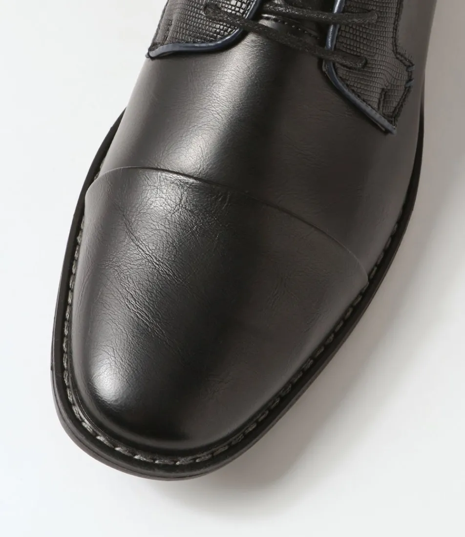 C88 by COLORADO Dress Shoes-Cory Black Smooth Lace Up Flats
