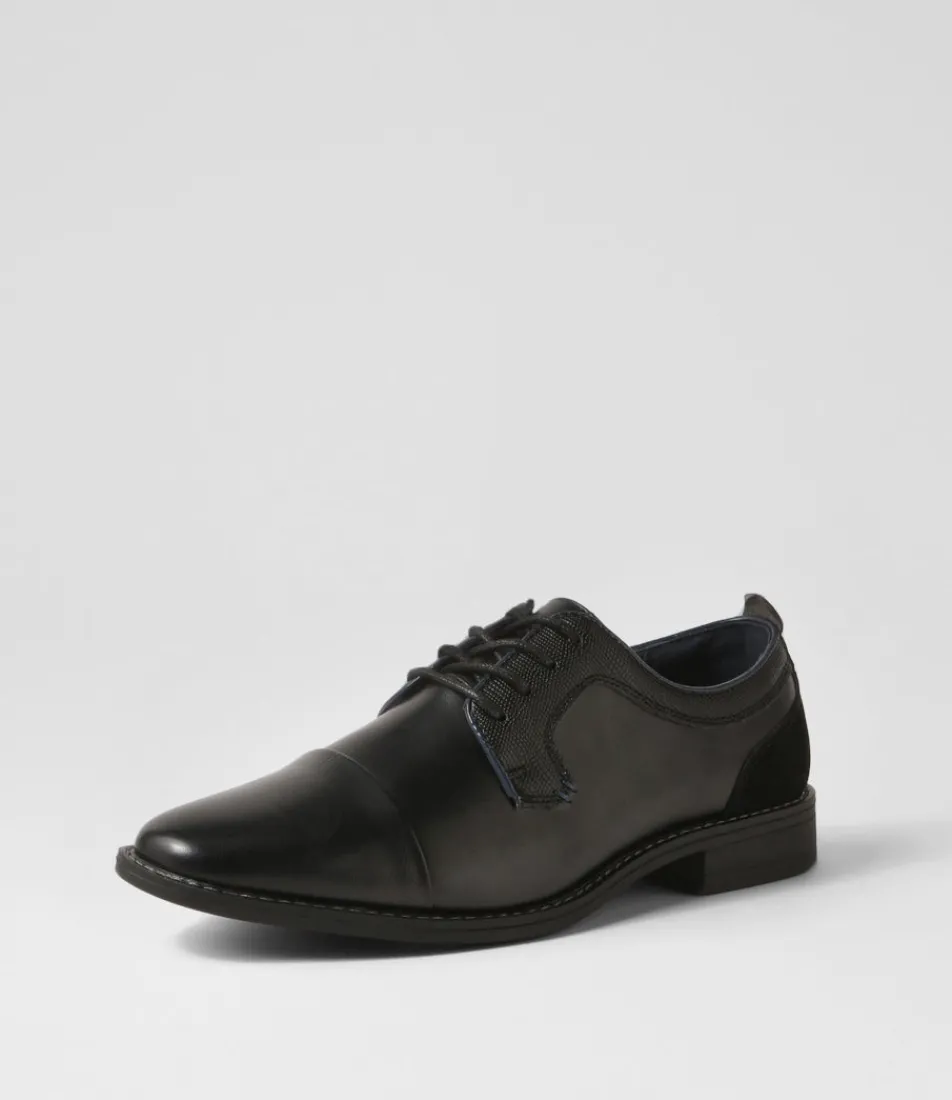 C88 by COLORADO Dress Shoes-Cory Black Smooth Lace Up Flats
