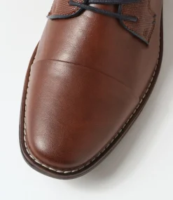 C88 by COLORADO Dress Shoes-Cory Tan Smooth Lace Up Flats