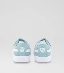 PUMA Sport School Shoes-Courtflex Lina Junior Green White Sneakers