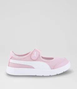PUMA Sport School Shoes-Courtflex Lina Junior Rose White Sneakers