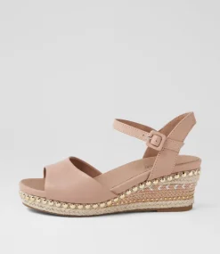 Women SUPERSOFT Comfort|Wedges-Cousin Dark Nude Jewelled Rope Leather Sandals