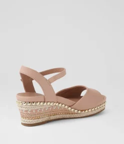 Women SUPERSOFT Comfort|Wedges-Cousin Dark Nude Jewelled Rope Leather Sandals