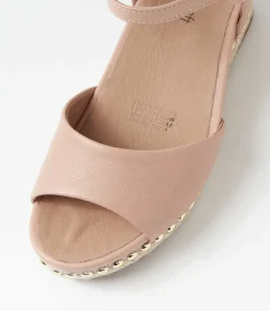 Women SUPERSOFT Comfort|Wedges-Cousin Dark Nude Jewelled Rope Leather Sandals