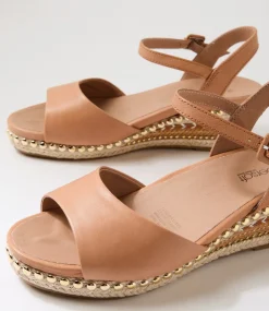 Women SUPERSOFT Comfort|Wedges-Cousin Dark Tan Jewelled Rope Leather Sandals