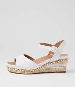 Women SUPERSOFT Comfort|Wedges-Cousin White Jewelled Rope Leather Sandals