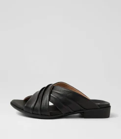 Women SUPERSOFT Comfort|Flats-Cozy Black Leather Sandals