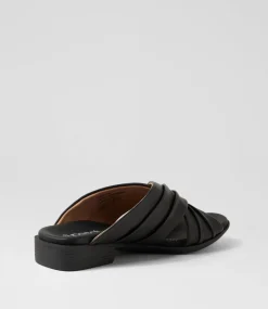 Women SUPERSOFT Comfort|Flats-Cozy Black Leather Sandals