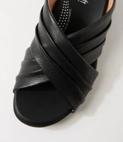 Women SUPERSOFT Comfort|Flats-Cozy Black Leather Sandals