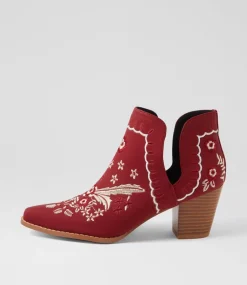 Women I LOVE BILLY Boots-Crasho Crimson Multi Ankle Boots
