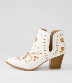 Women I LOVE BILLY Boots-Crasho White Multi Ankle Boots