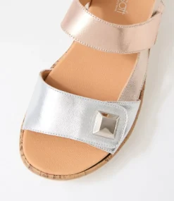 Women SUPERSOFT Comfort|Flats-Dahlias Silver Leather Sandals