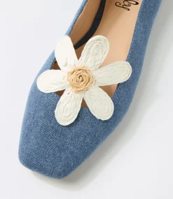 Women I LOVE BILLY Flats-Daizzy Denim Fabric Flat Shoes