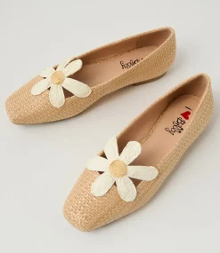 Women I LOVE BILLY Flats-Daizzy Natural Synthetic Raffia Flat Shoes
