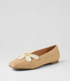 Women I LOVE BILLY Flats-Daizzy Natural Synthetic Raffia Flat Shoes